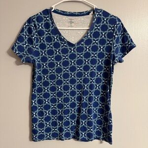 Croft & Barrow Navy Geometric Short Sleeve Tee Size Small